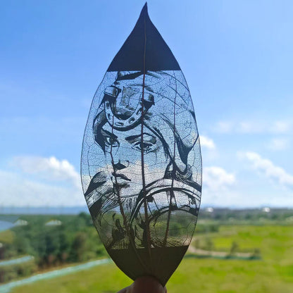 Anime Character Leaf paintings & Leaf carvings With Frame