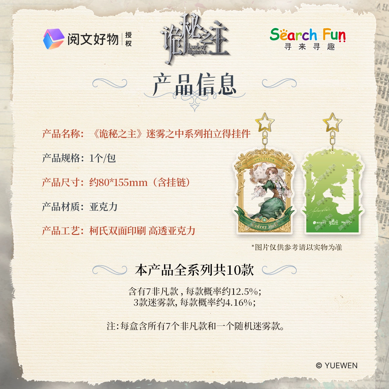 LOTM丨In The Mist Series Polaroid Pendant Acrylic Charm Keychain Klein Amon